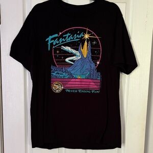 Neverending Story Falkor Black Fantasia Graphic T-Shirt unisex Large 80s retro